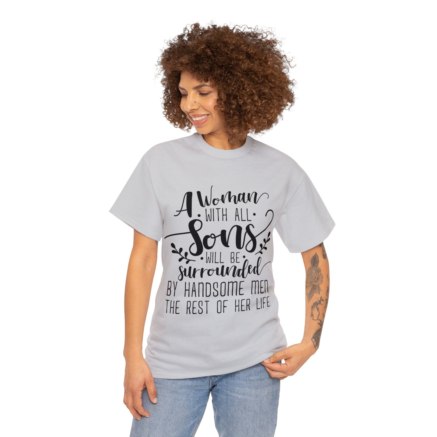 A mother's with all sons- Unisex Heavy Cotton Tee