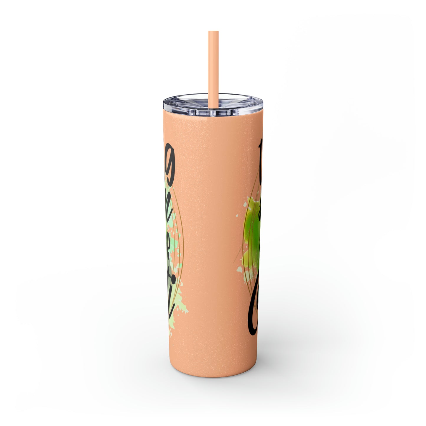 Throwing sarcasm like confetti- Skinny Tumbler with Straw, 20oz