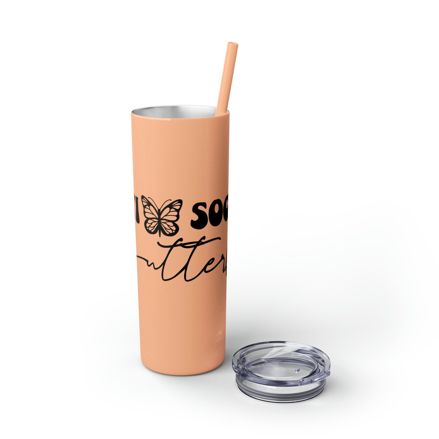 Anti-social butterfly-Skinny Tumbler with Straw, 20oz