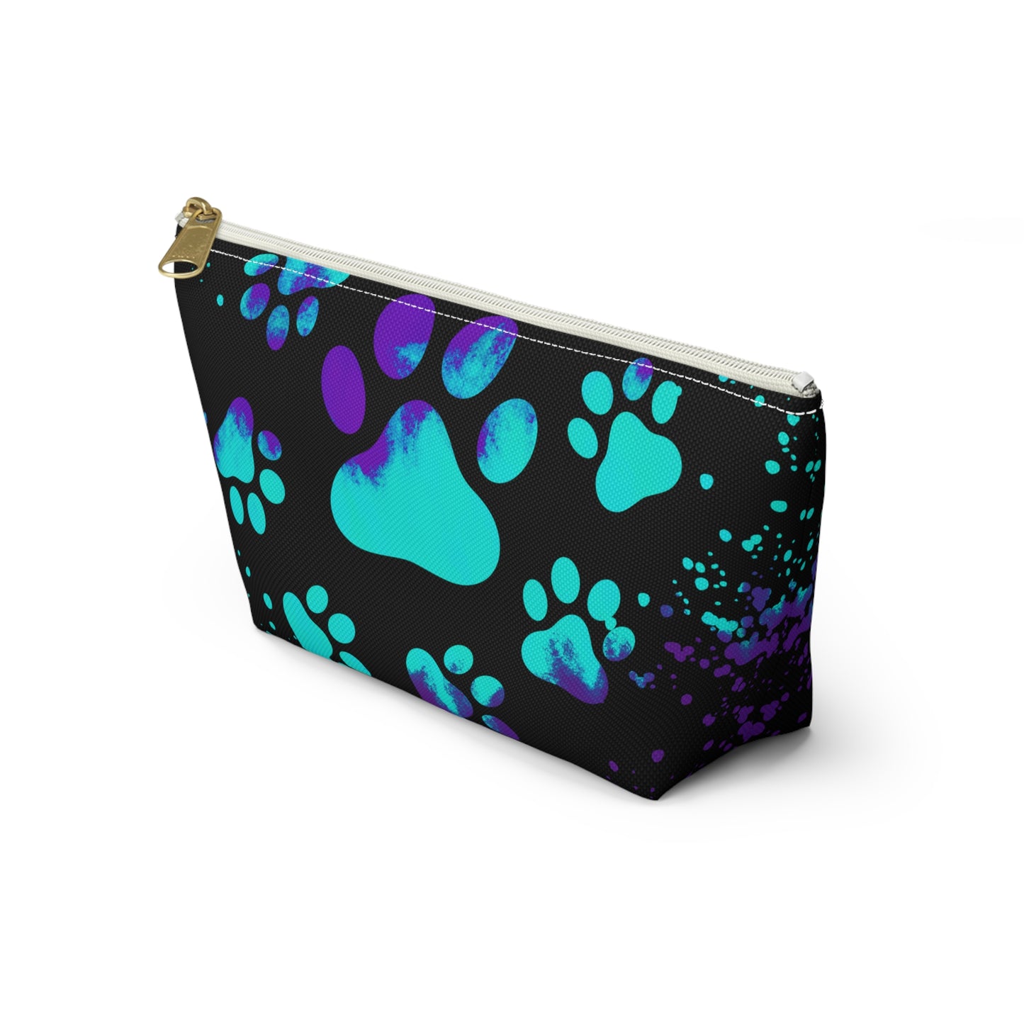 Purple and blue paw print- Accessory Pouch w T-bottom