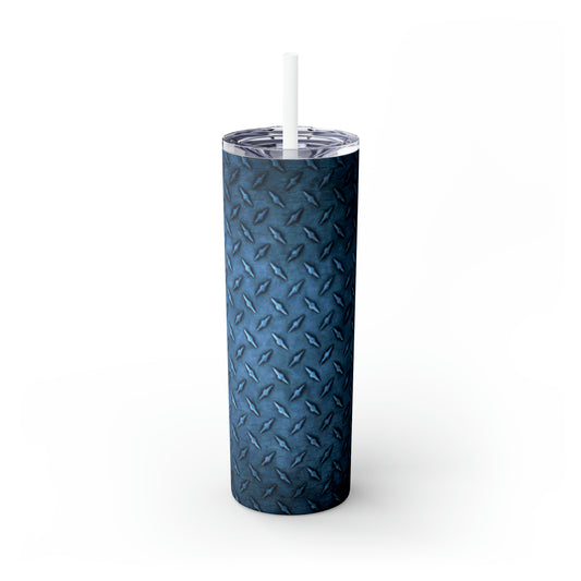 Blue Metalic- Skinny Tumbler with Straw, 20oz