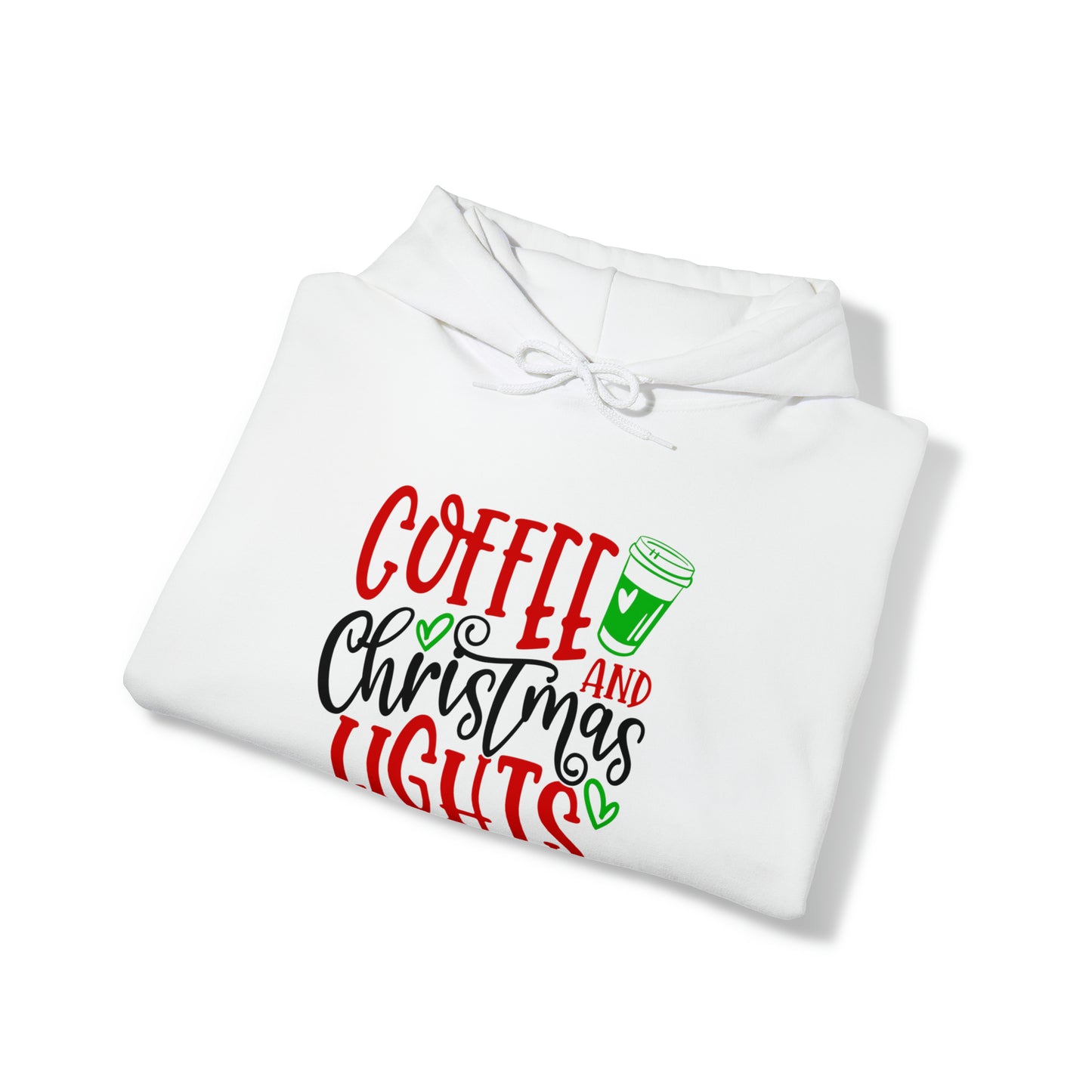 Christmas coffee lights- Unisex Heavy Blend™ Hooded Sweatshirt