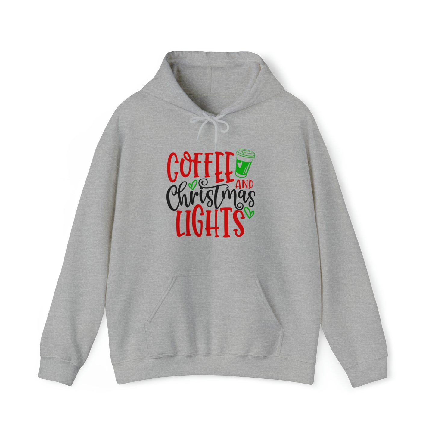 Christmas coffee lights- Unisex Heavy Blend™ Hooded Sweatshirt