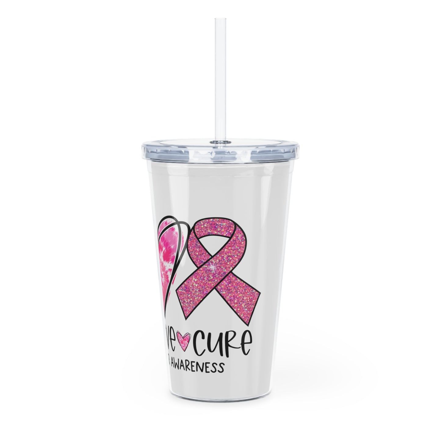 PEACE LOVE CURE- Plastic Tumbler with Straw