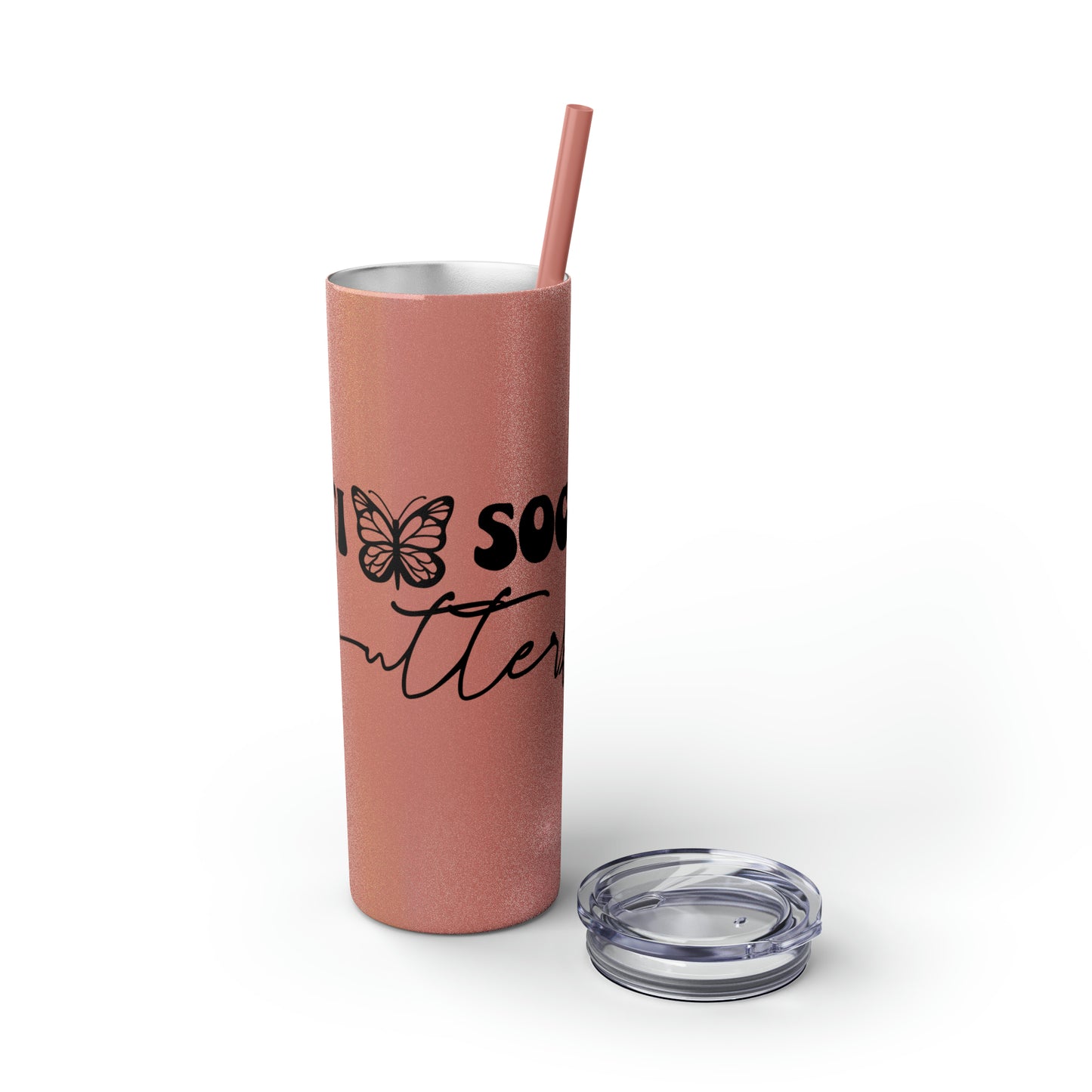 Anti-social butterfly-Skinny Tumbler with Straw, 20oz