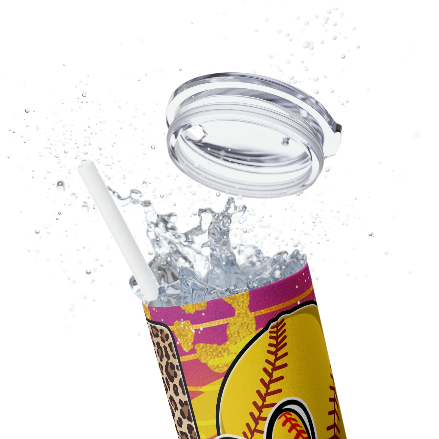 Softball Love-Skinny Tumbler with Straw, 20oz