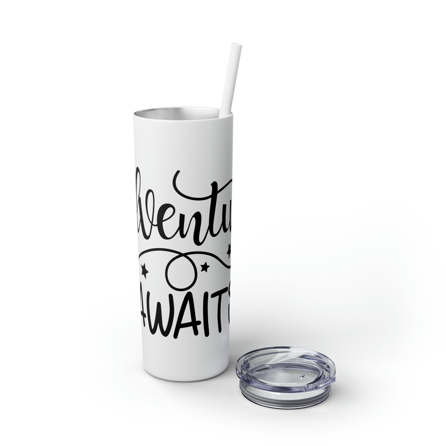 Adventure Awaits- Skinny Tumbler with Straw, 20oz