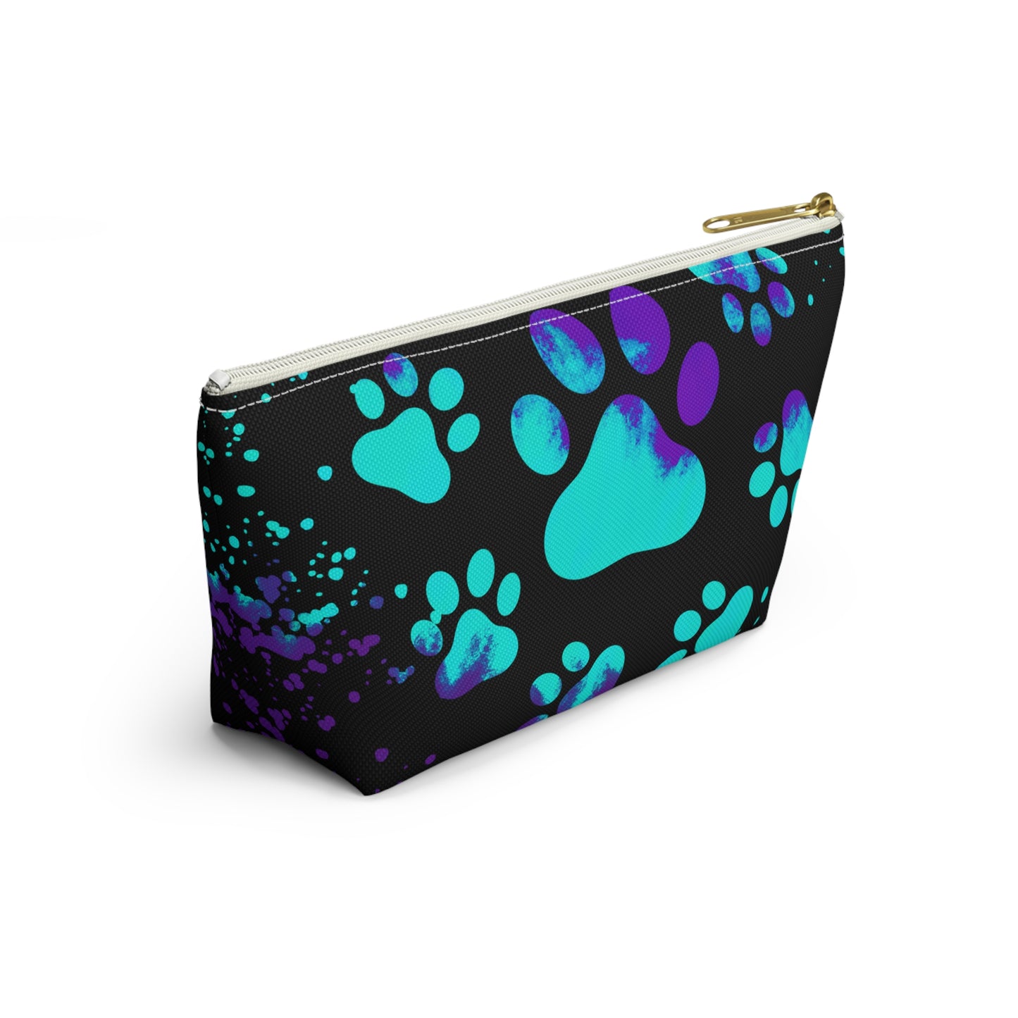 Purple and blue paw print- Accessory Pouch w T-bottom