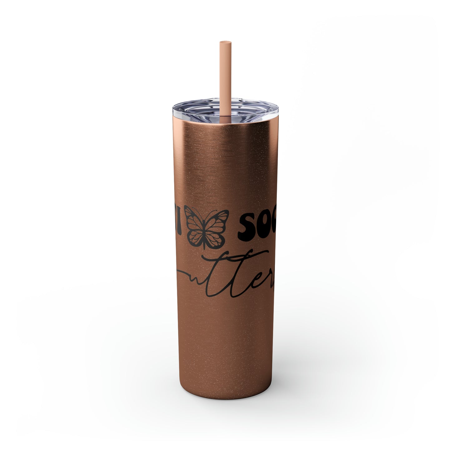 Anti-social butterfly-Skinny Tumbler with Straw, 20oz