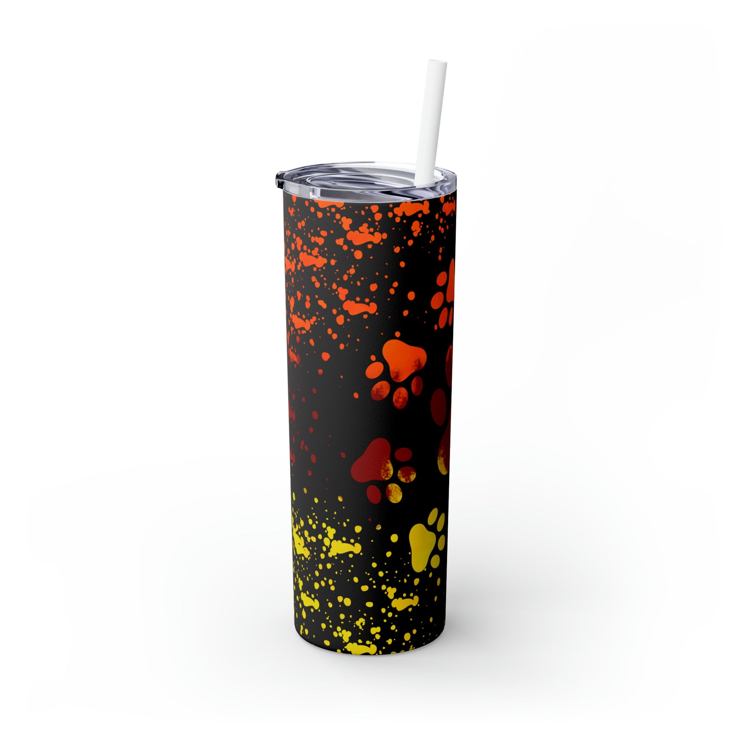 Sunset Paw Print - Skinny Tumbler with Straw, 20oz