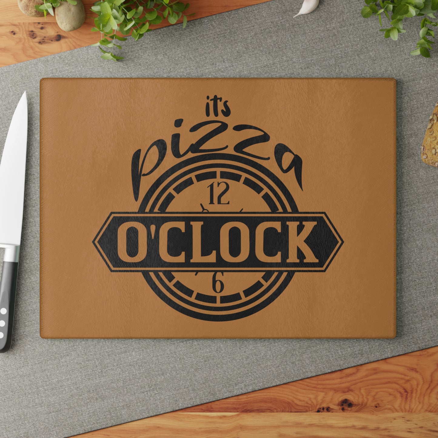 It's pizza o'clock Glass Cutting Board