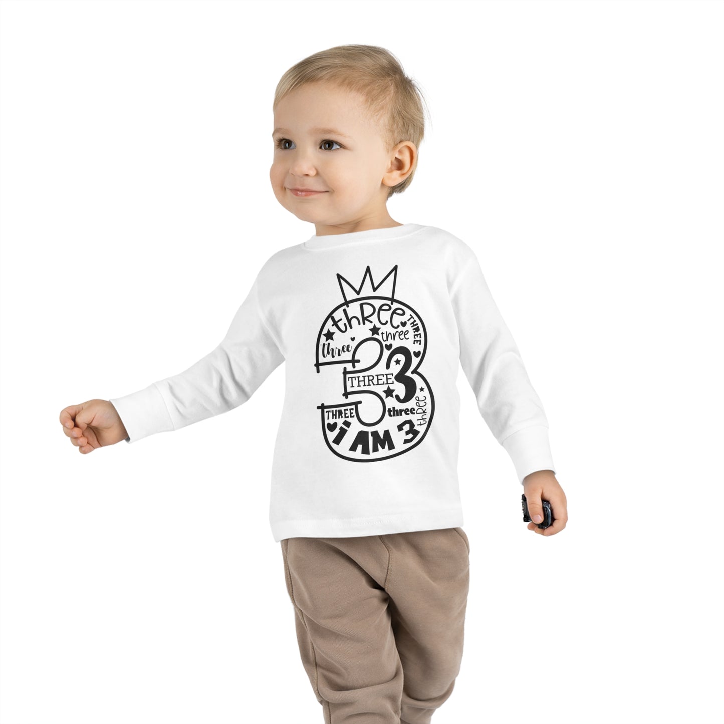 I'm three-Toddler Long Sleeve Tee