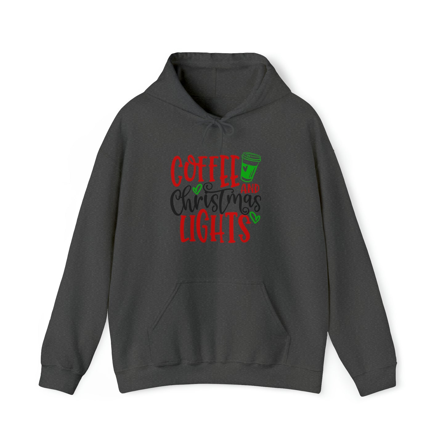 Christmas coffee lights- Unisex Heavy Blend™ Hooded Sweatshirt