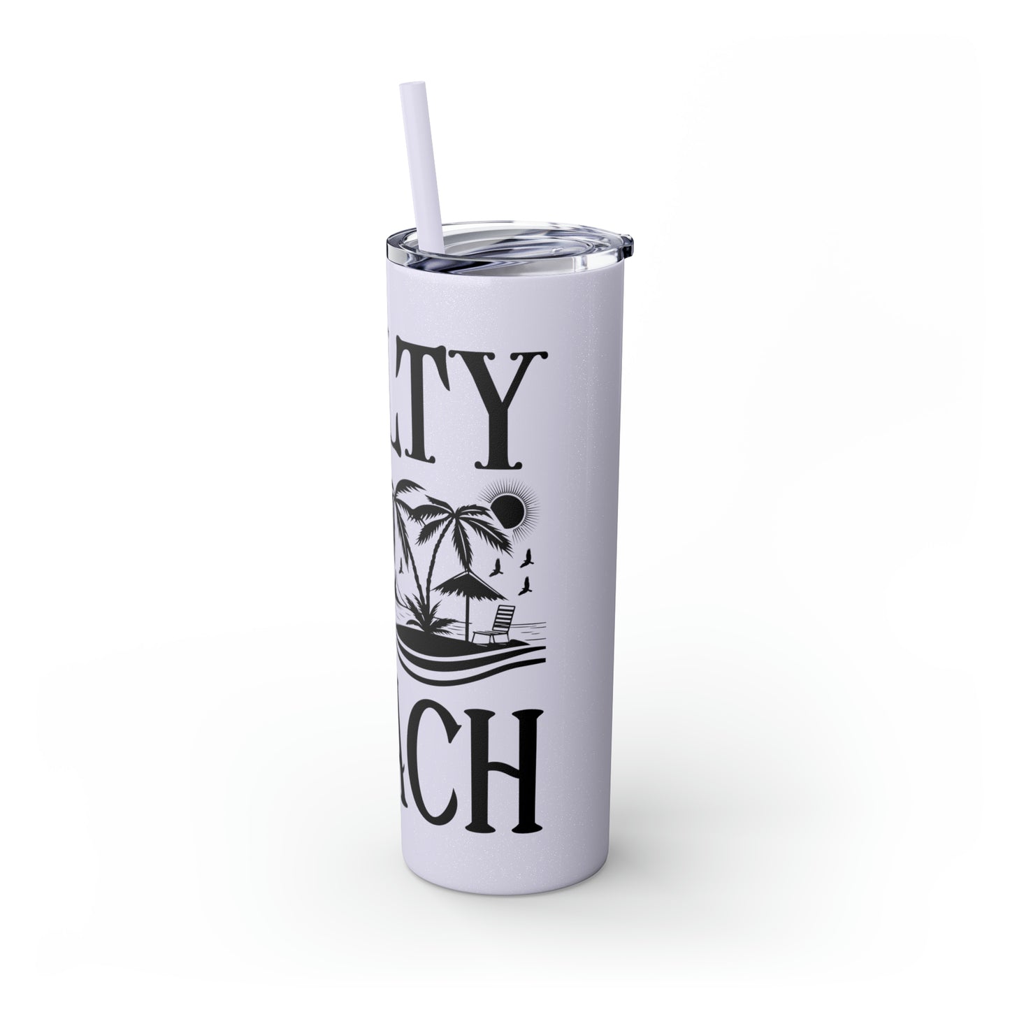 Salty lil beach-Skinny Tumbler with Straw, 20oz