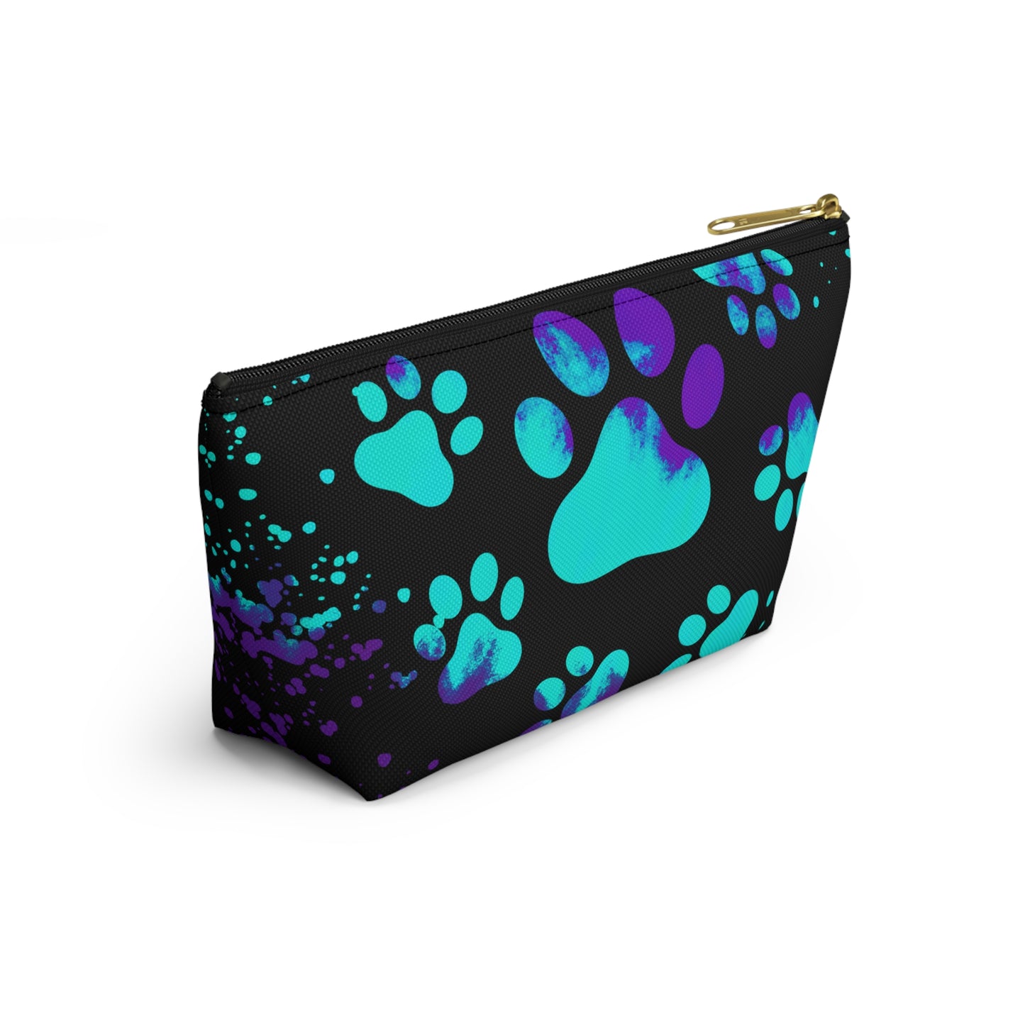 Purple and blue paw print- Accessory Pouch w T-bottom