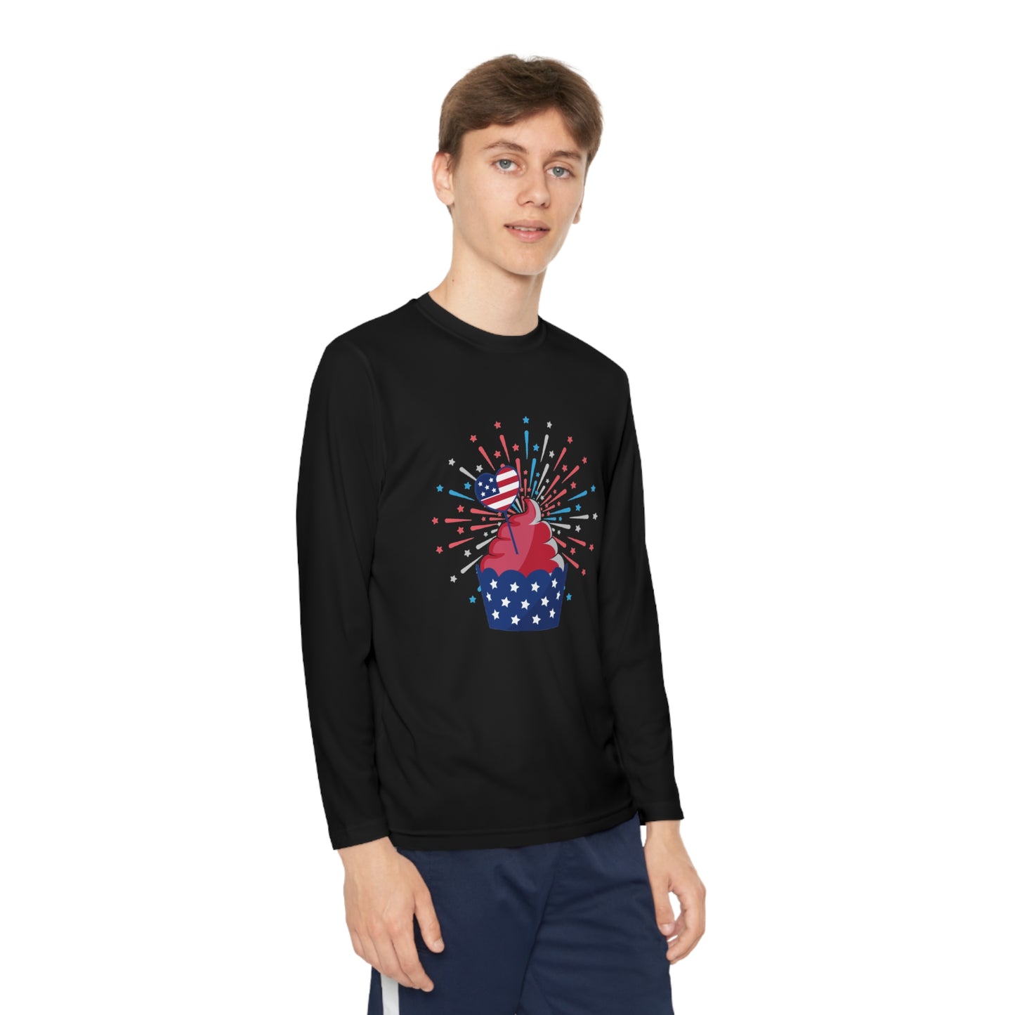 Red-White and Blue Cupcake-Youth Long Sleeve Competitor Tee