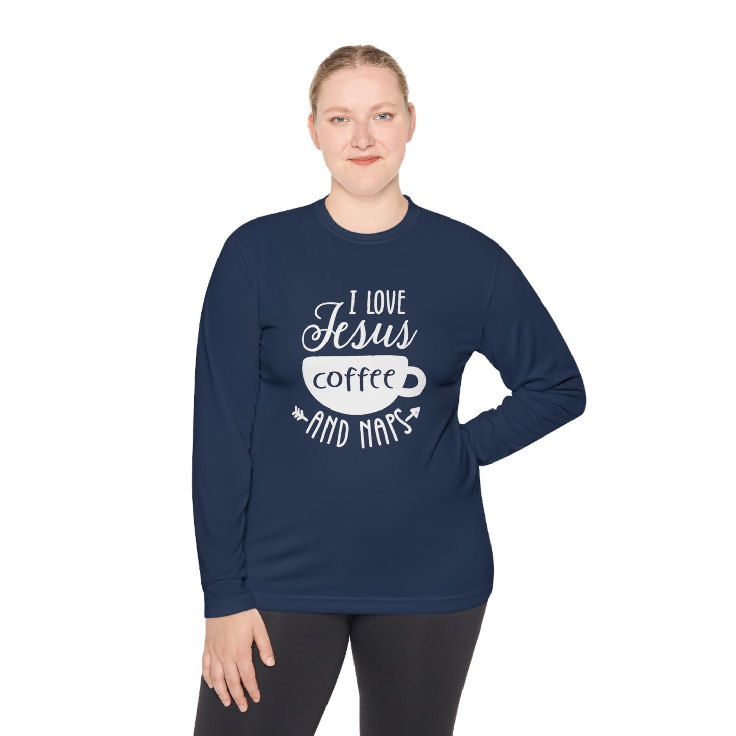 I love Jesus coffee and naps - Unisex Lightweight Long Sleeve Tee