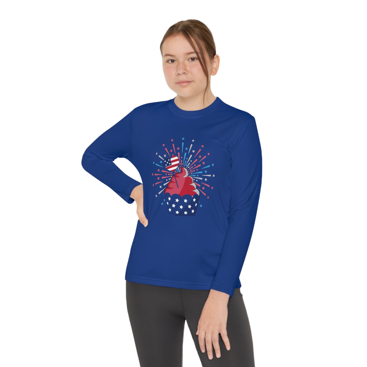 Red-White and Blue Cupcake-Youth Long Sleeve Competitor Tee