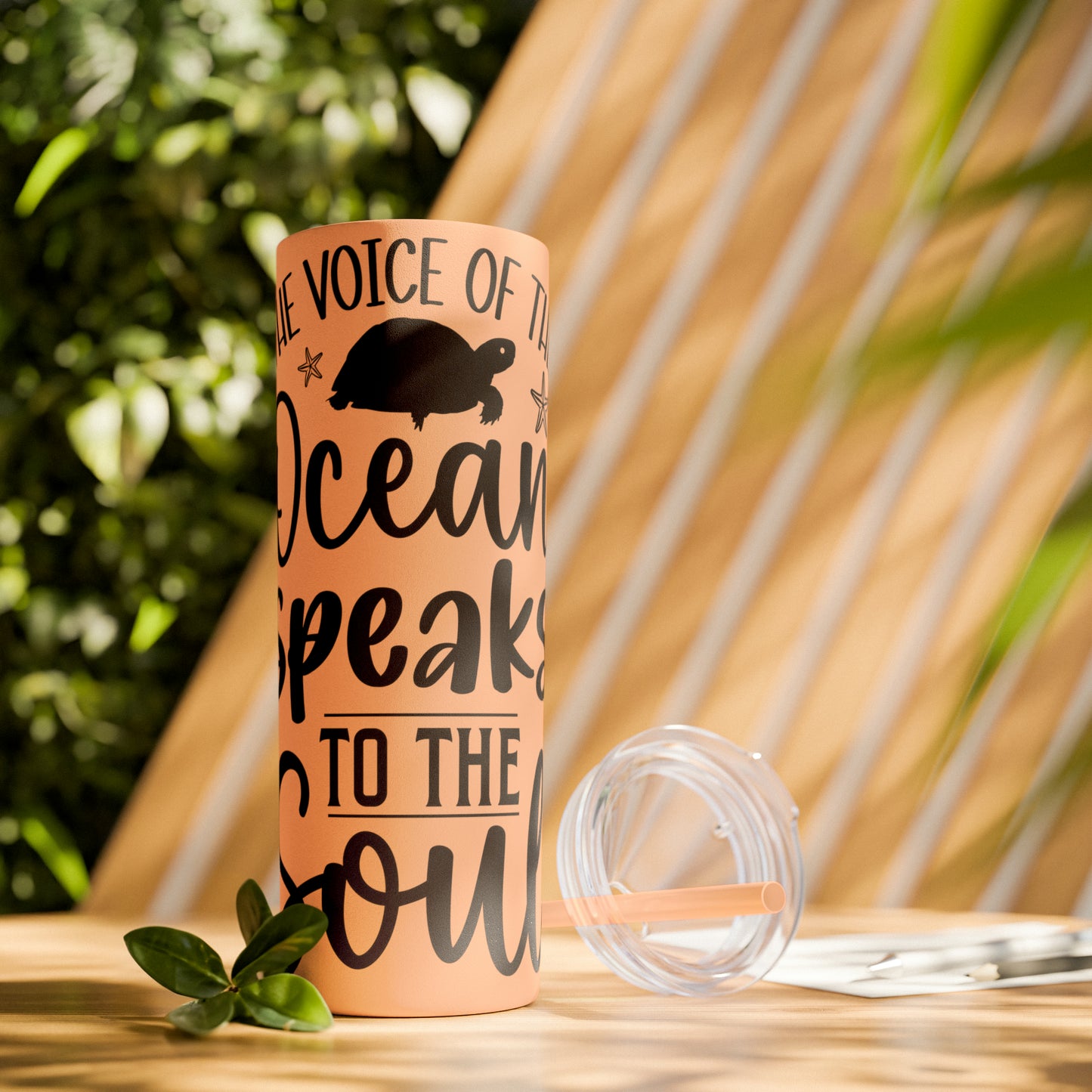 The ocean speaks-Skinny Tumbler with Straw, 20oz