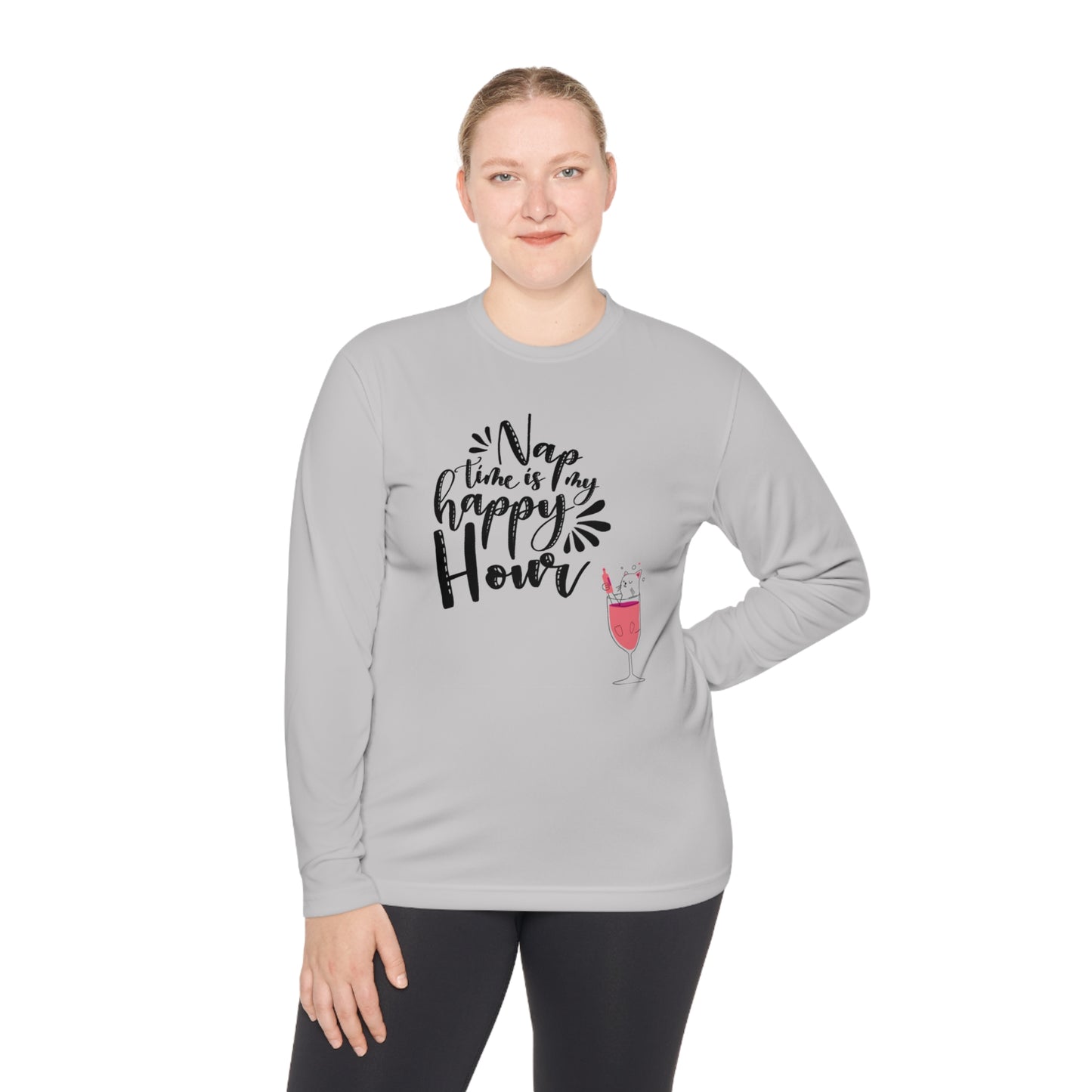 Nap time is happy hour- Unisex Lightweight Long Sleeve Tee