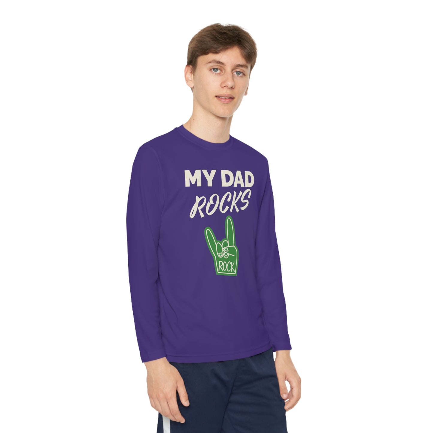 My dad rocks-Youth Long Sleeve Competitor Tee