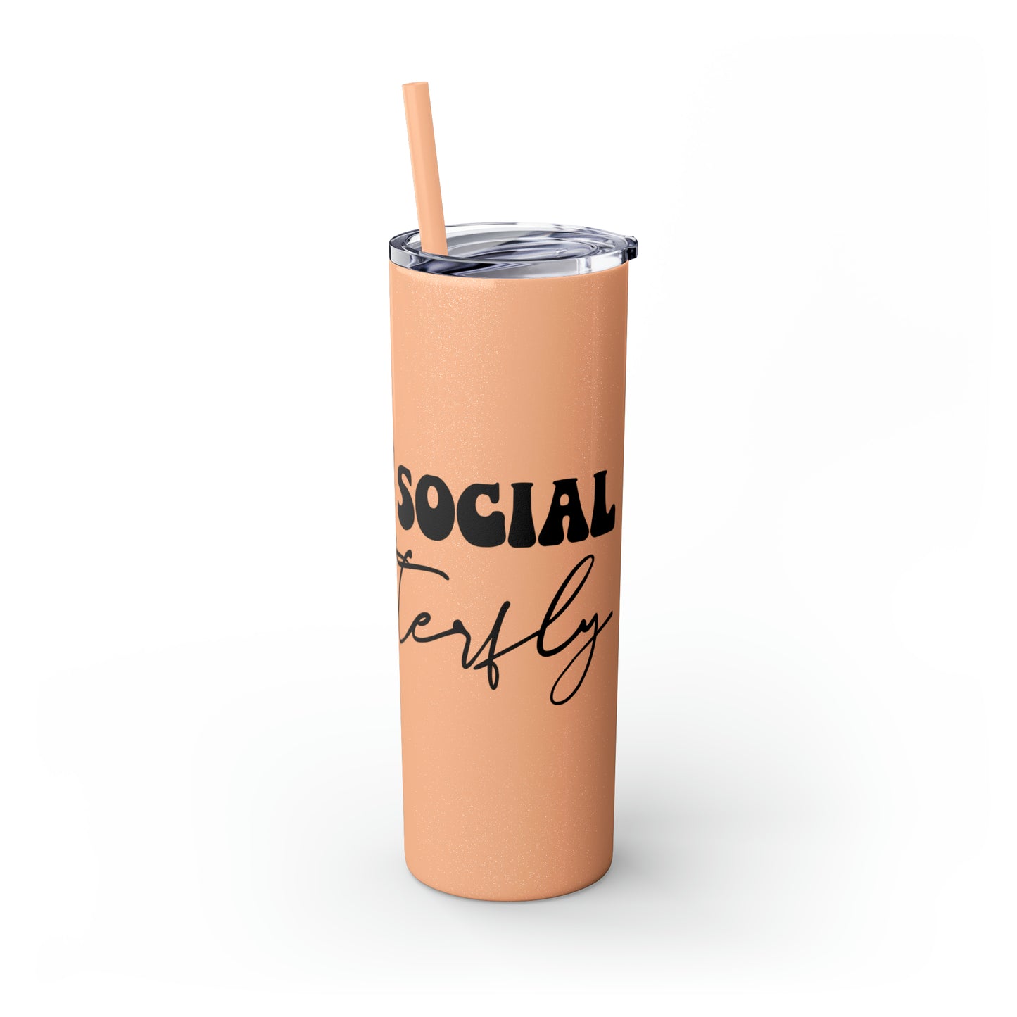 Anti-social butterfly-Skinny Tumbler with Straw, 20oz