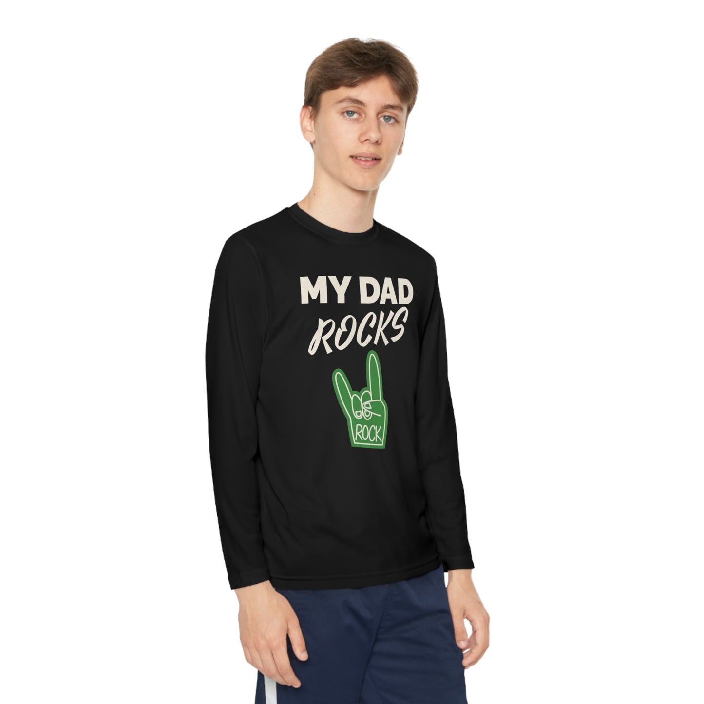 My dad rocks-Youth Long Sleeve Competitor Tee