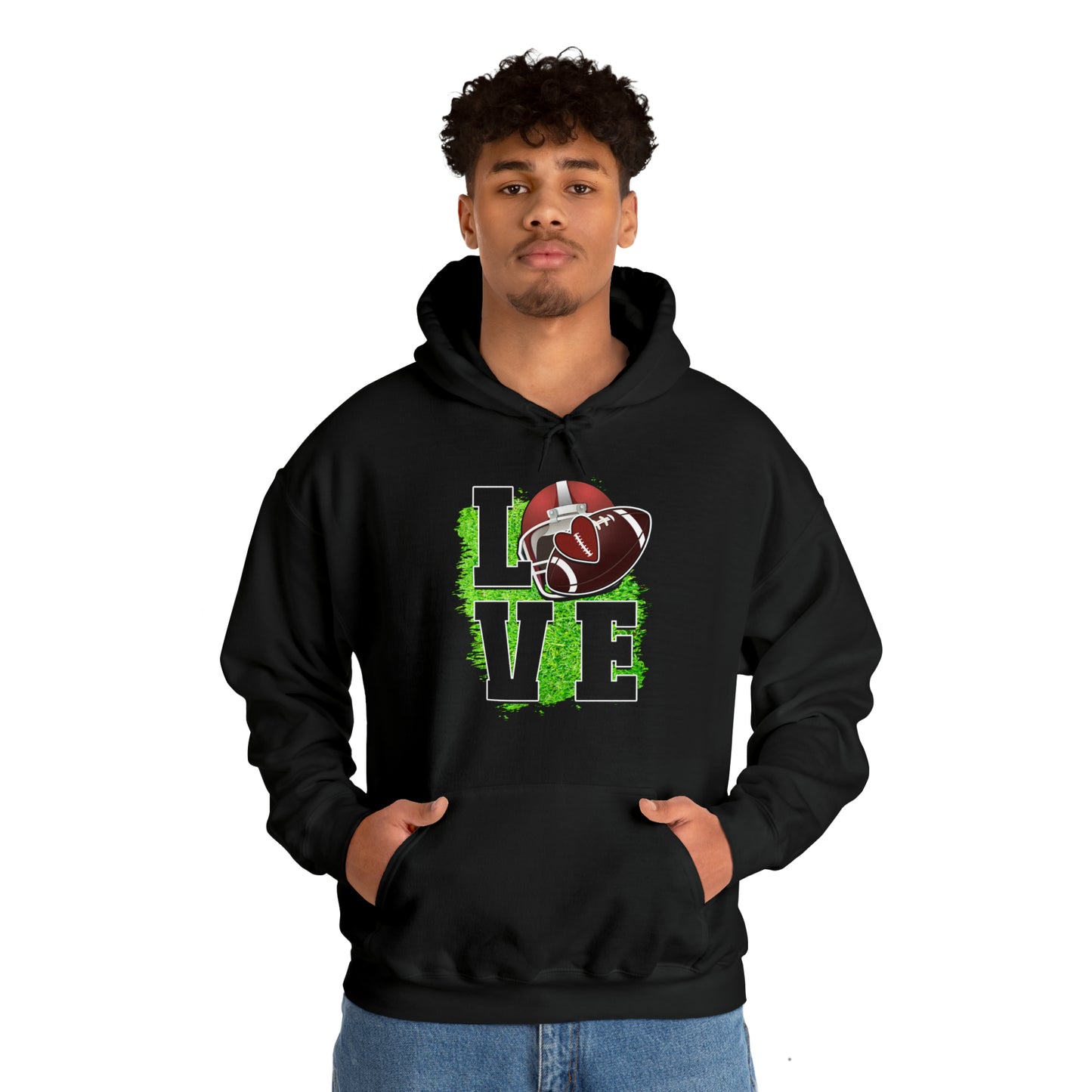 LOVE FOOTBALL- Unisex Heavy Blend™ Hooded Sweatshirt