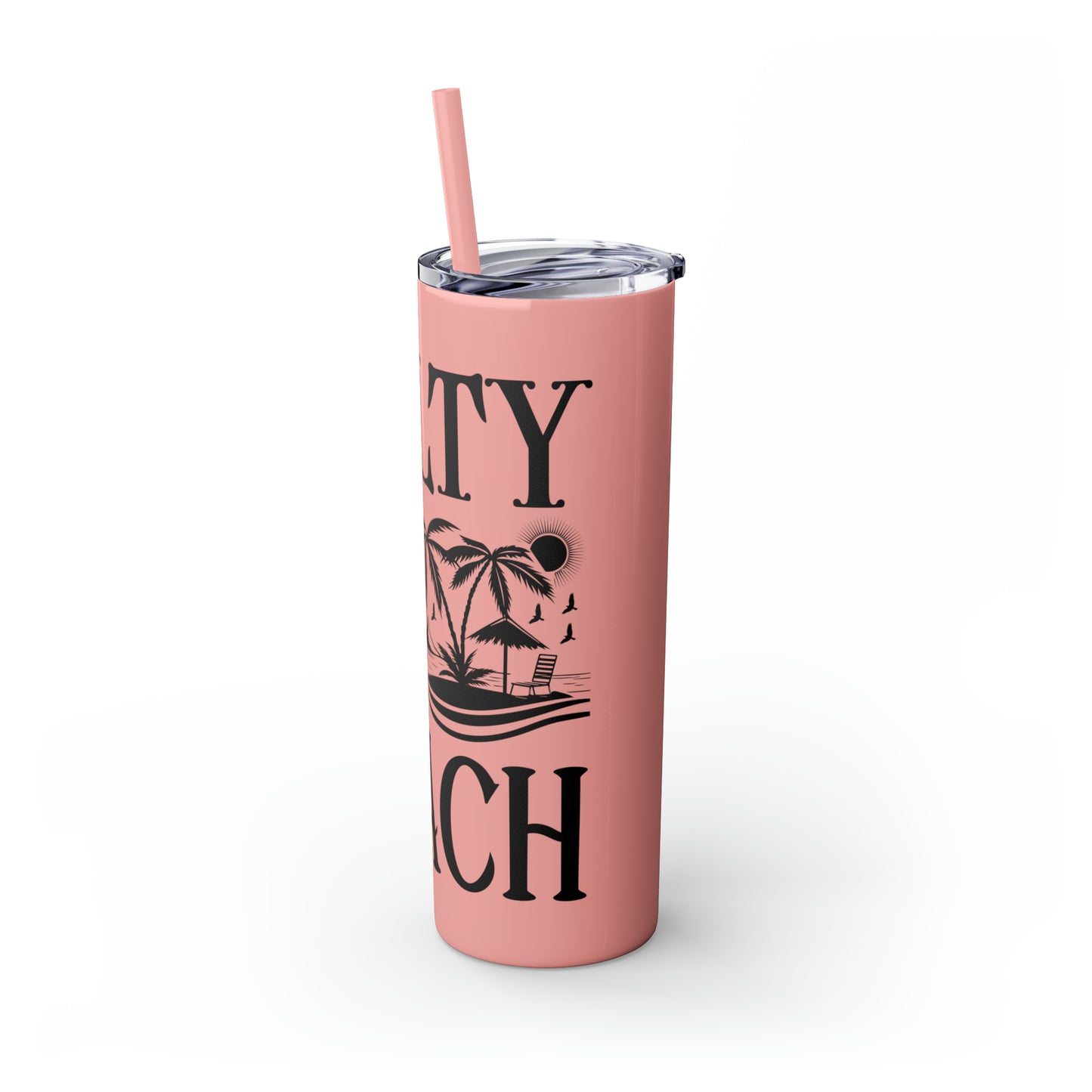 Salty lil beach-Skinny Tumbler with Straw, 20oz