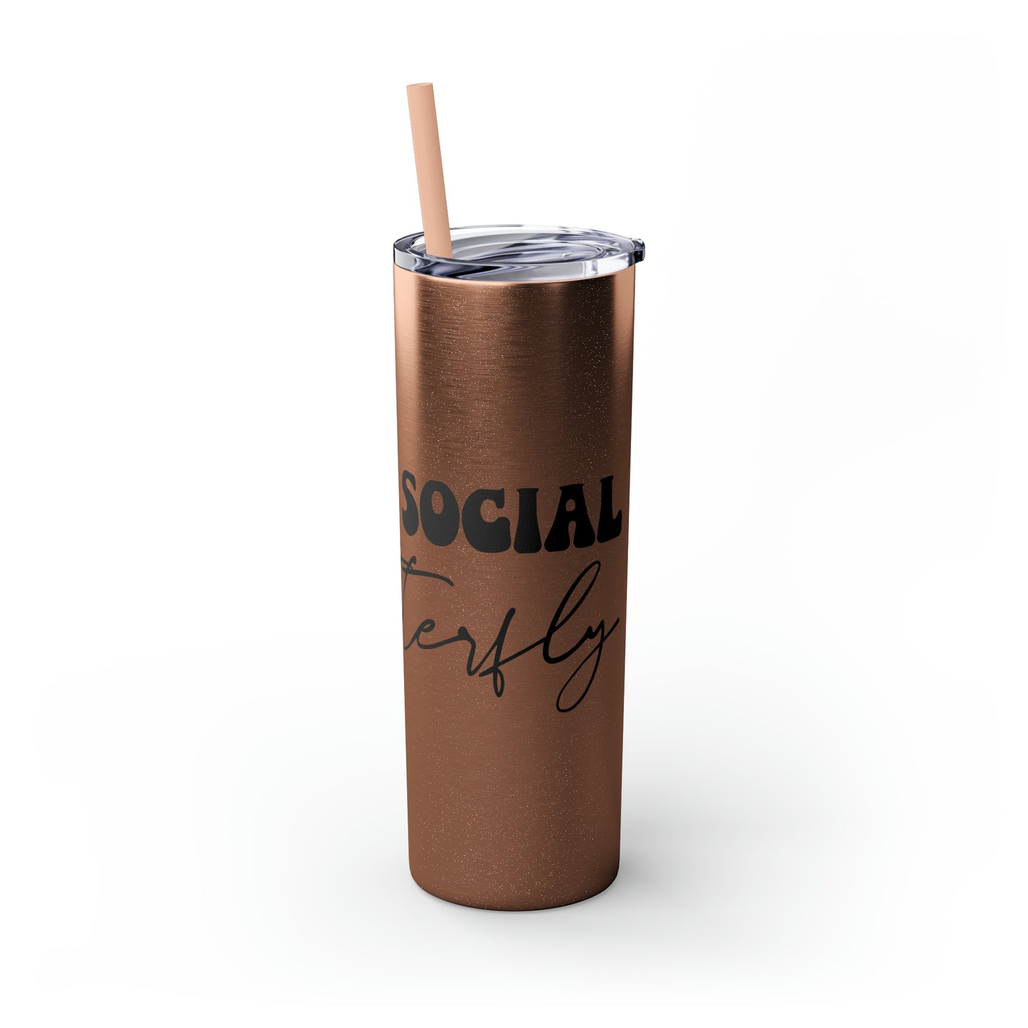 Anti-social butterfly-Skinny Tumbler with Straw, 20oz