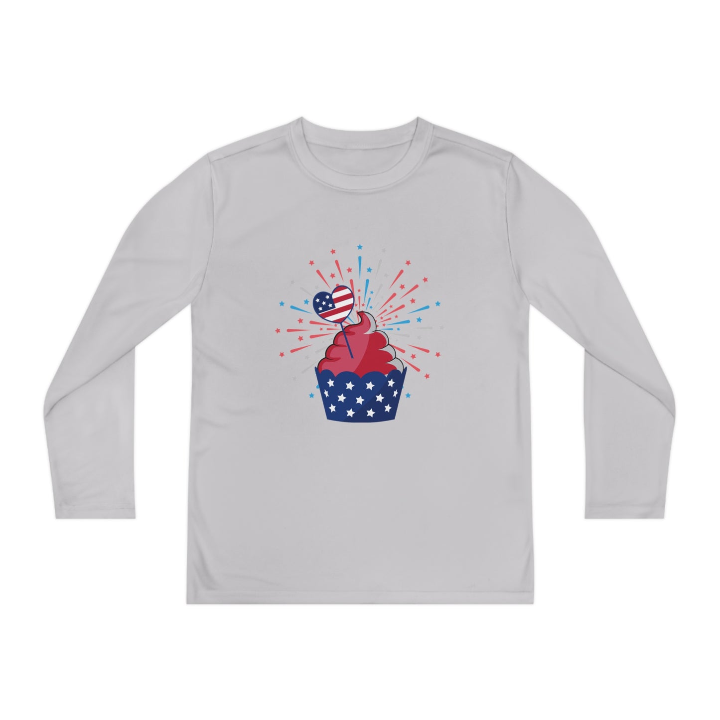 Red-White and Blue Cupcake-Youth Long Sleeve Competitor Tee