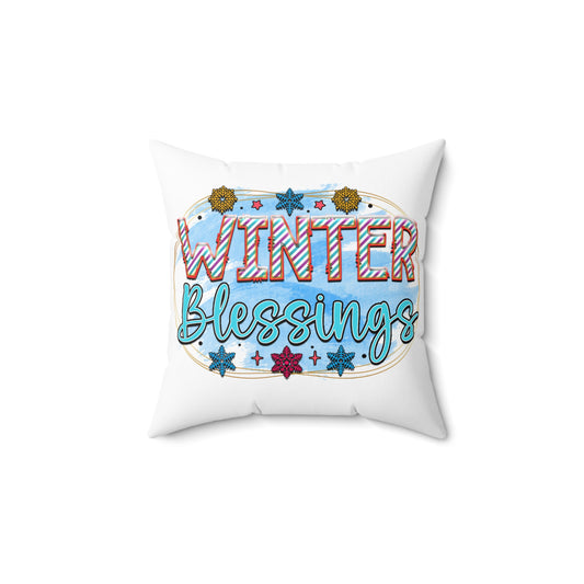 Winter Blessings- Spun Polyester Square Pillow