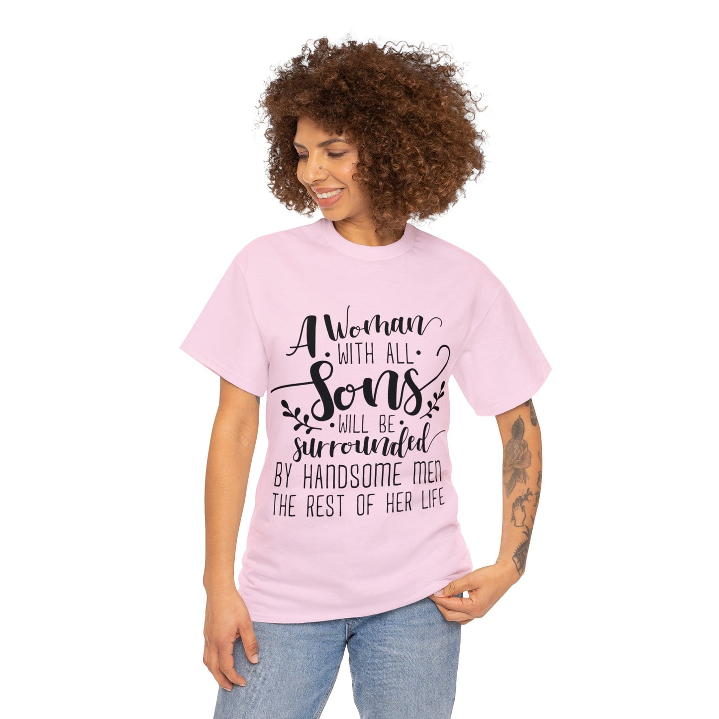 A mother's with all sons- Unisex Heavy Cotton Tee