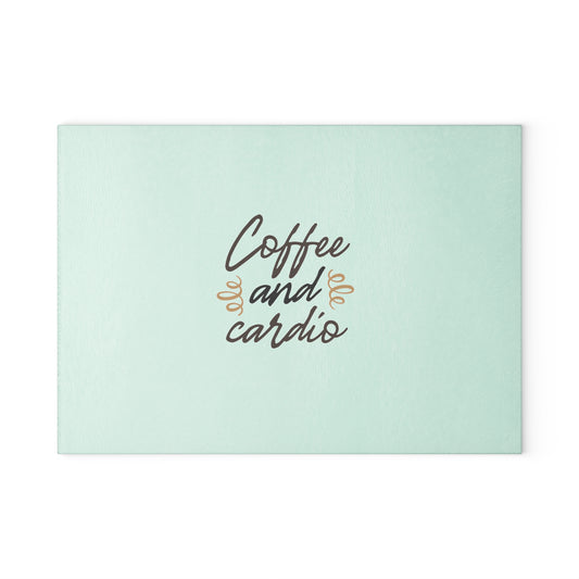 COFFEE AND CARDIO-Glass Cutting Board