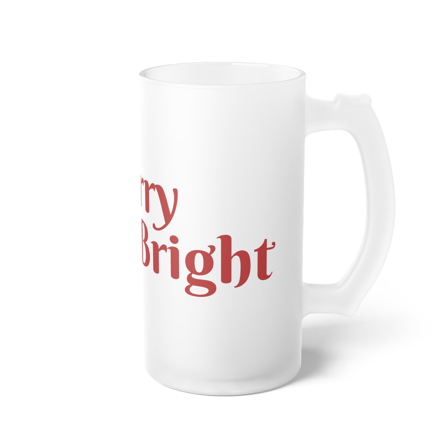 Merry and bright-Frosted Glass Beer Mug