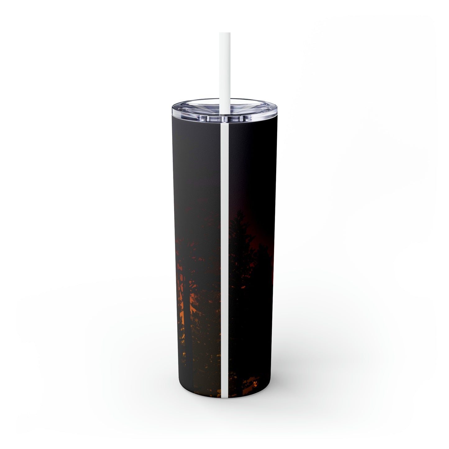 Sunset with trees - Skinny Tumbler with Straw, 20oz