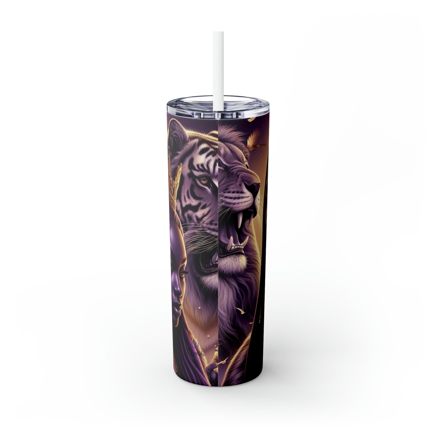 Alpha King and Queen- Skinny Tumbler with Straw, 20oz