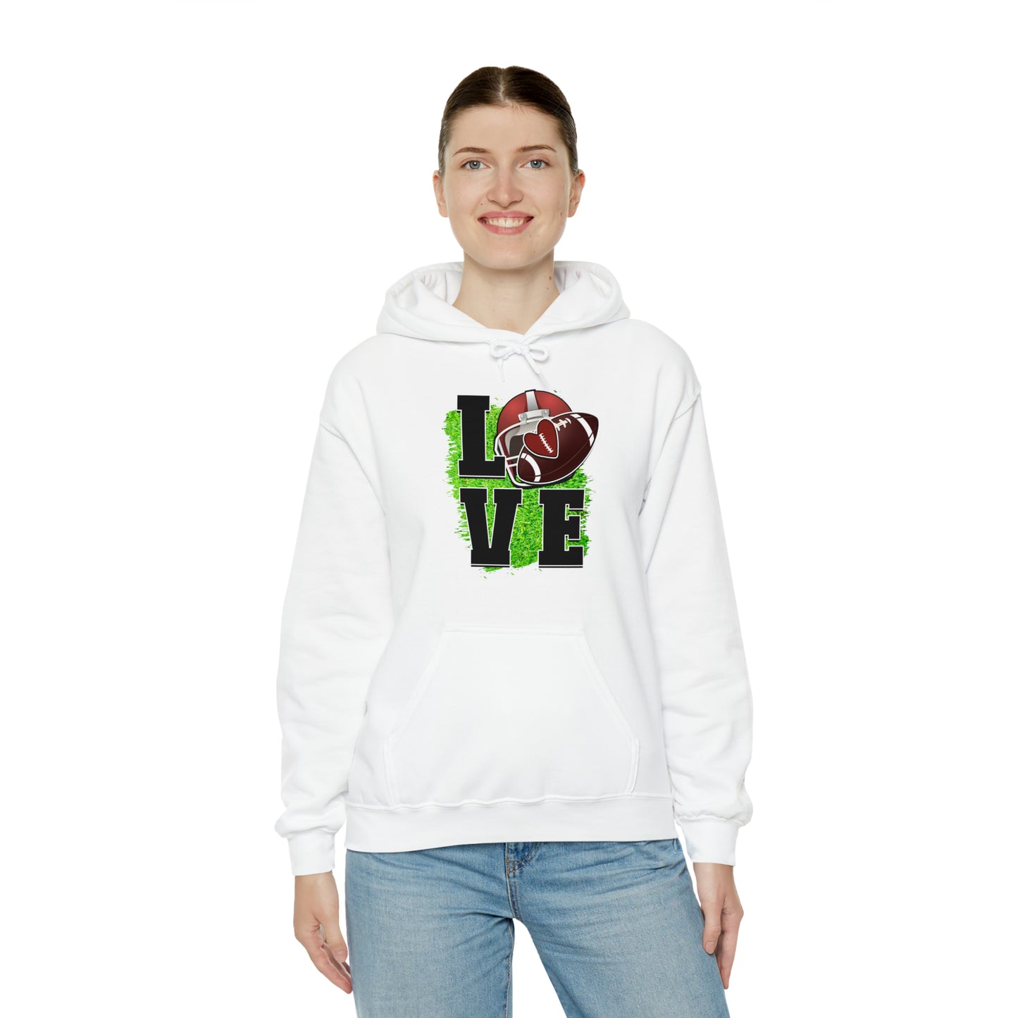 LOVE FOOTBALL- Unisex Heavy Blend™ Hooded Sweatshirt