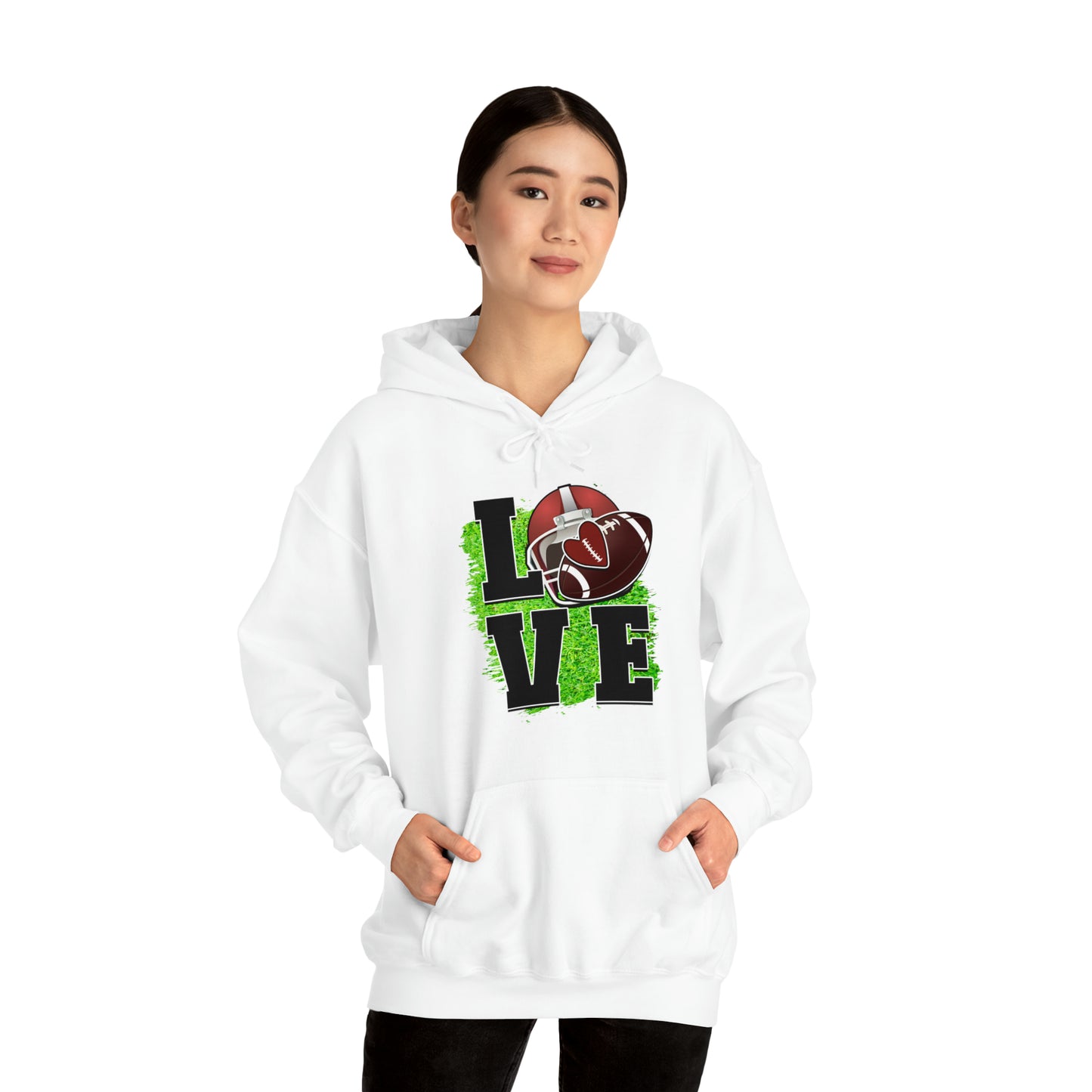 LOVE FOOTBALL- Unisex Heavy Blend™ Hooded Sweatshirt