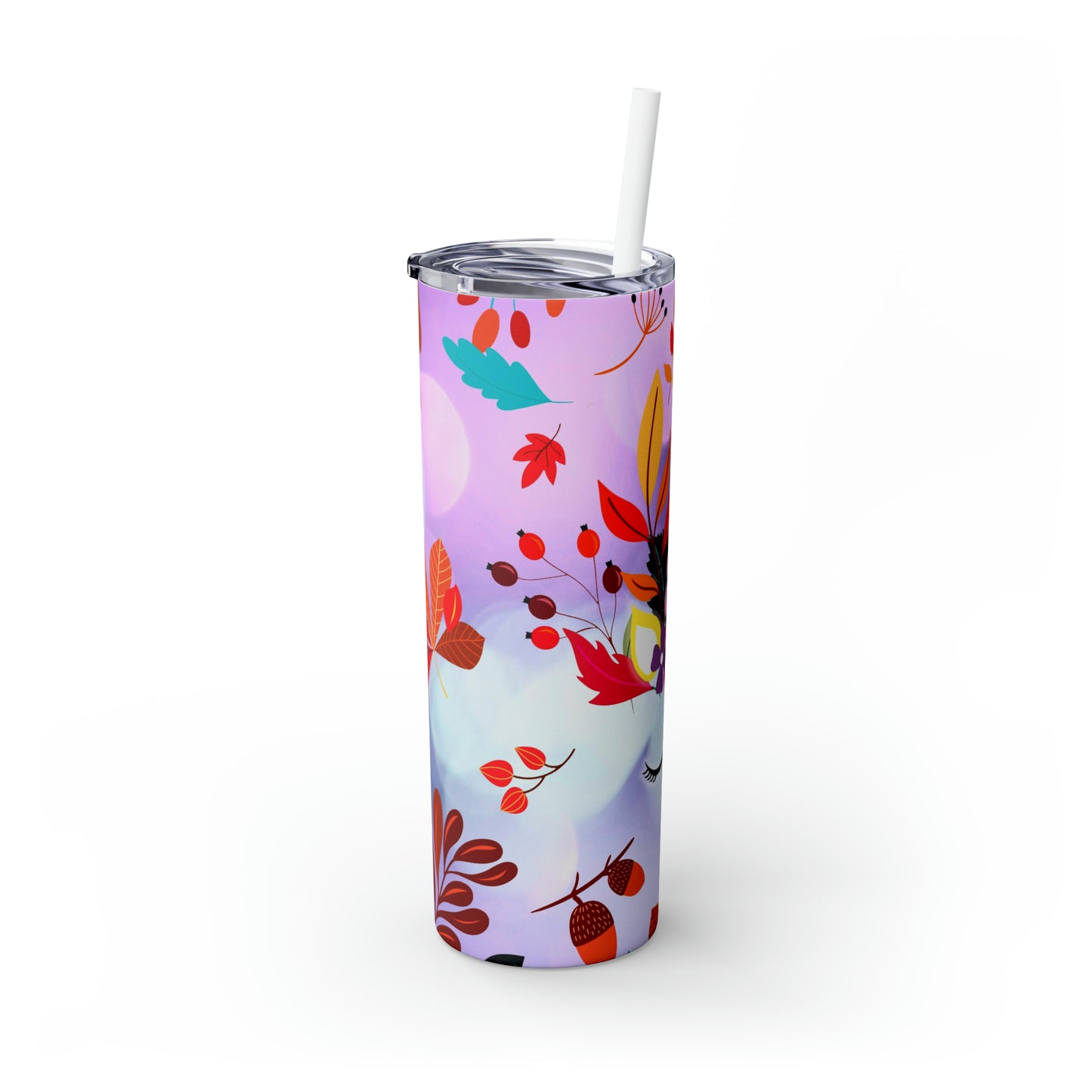 Purple Autumn Unicorn with hair- Skinny Tumbler with Straw, 20oz