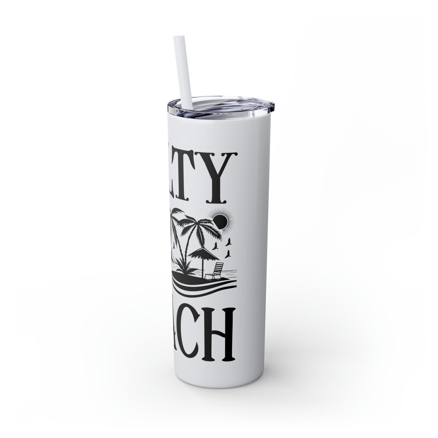 Salty lil beach-Skinny Tumbler with Straw, 20oz