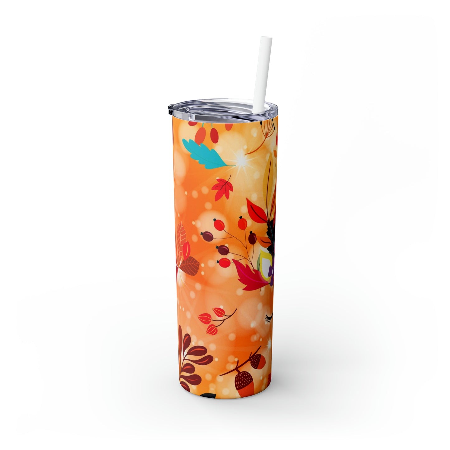 Autumn Unicorn Lash- ASkinny Tumbler with Straw, 20oz