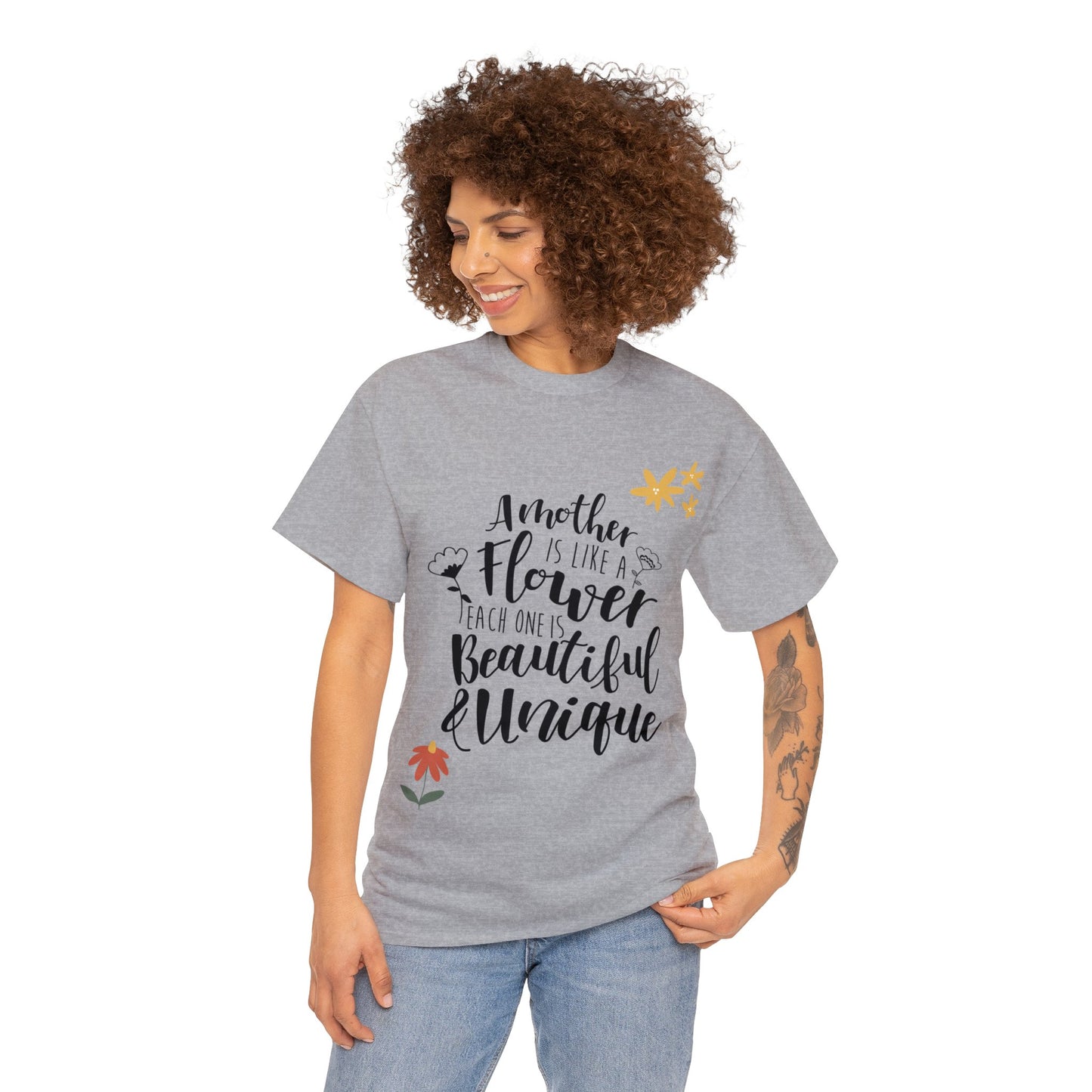 A mother's like a flower- Unisex Heavy Cotton Tee