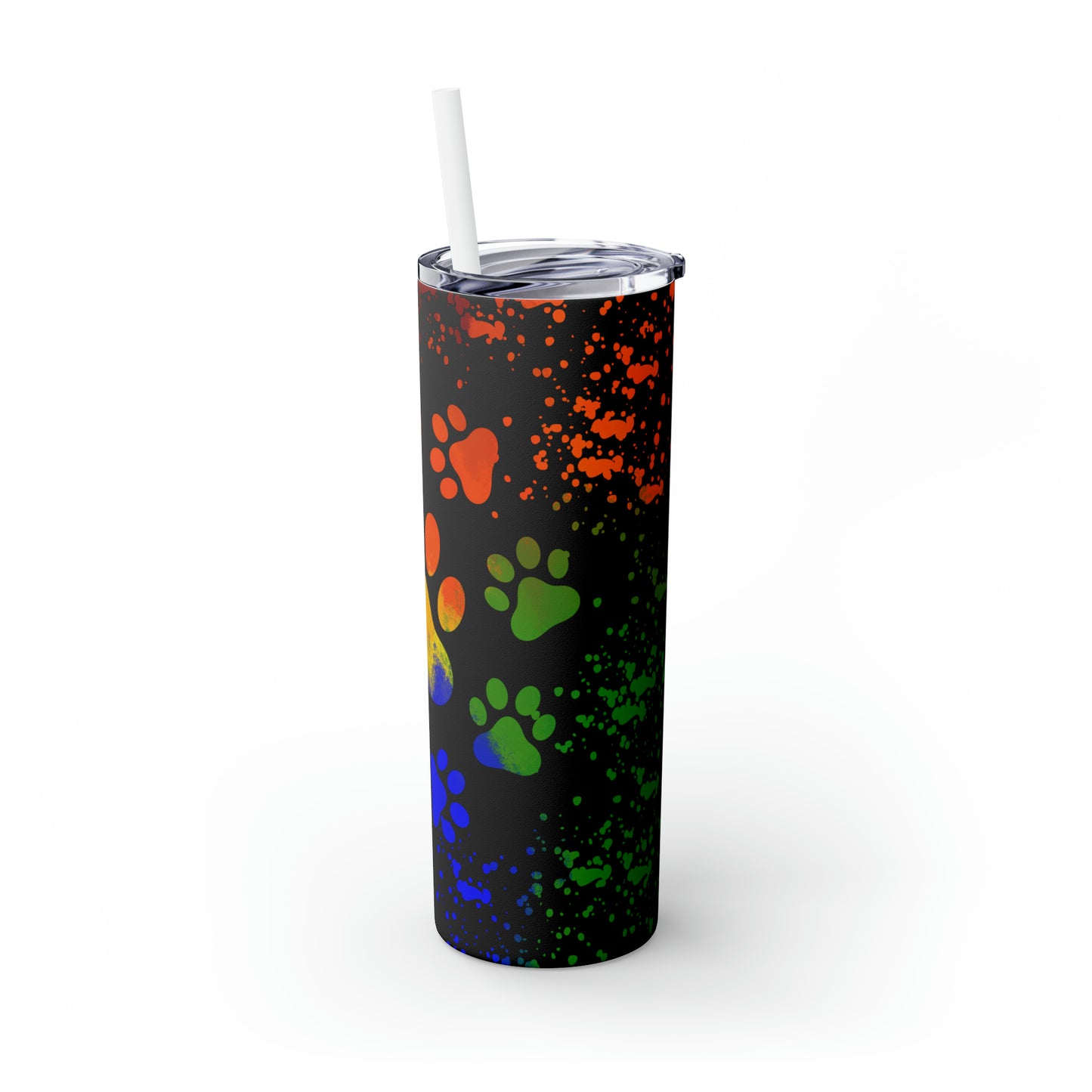 Rainbow Paw- Skinny Tumbler with Straw, 20oz