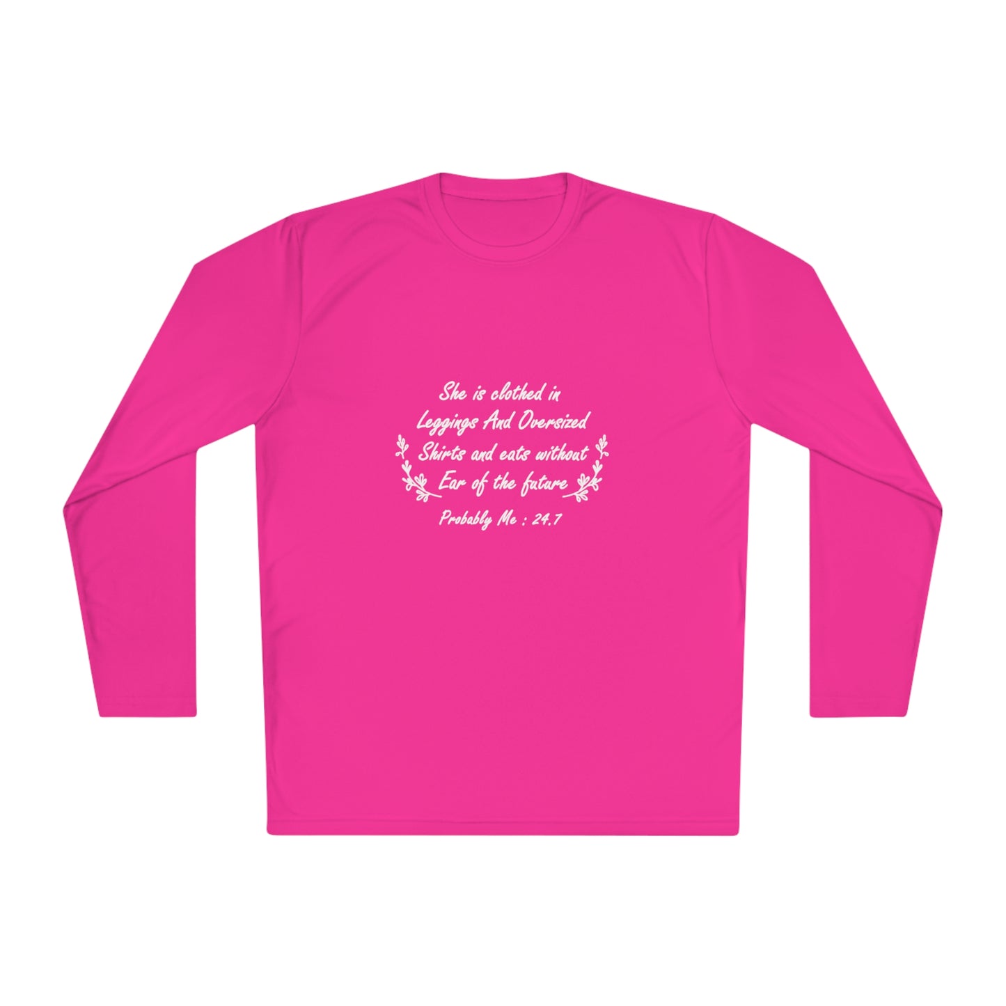 She is clothed in over-sized shirts-Unisex Lightweight Long Sleeve Tee