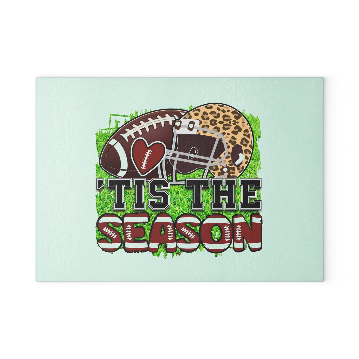 TIS THE SEASON-FOOTBALL-Glass Cutting Board