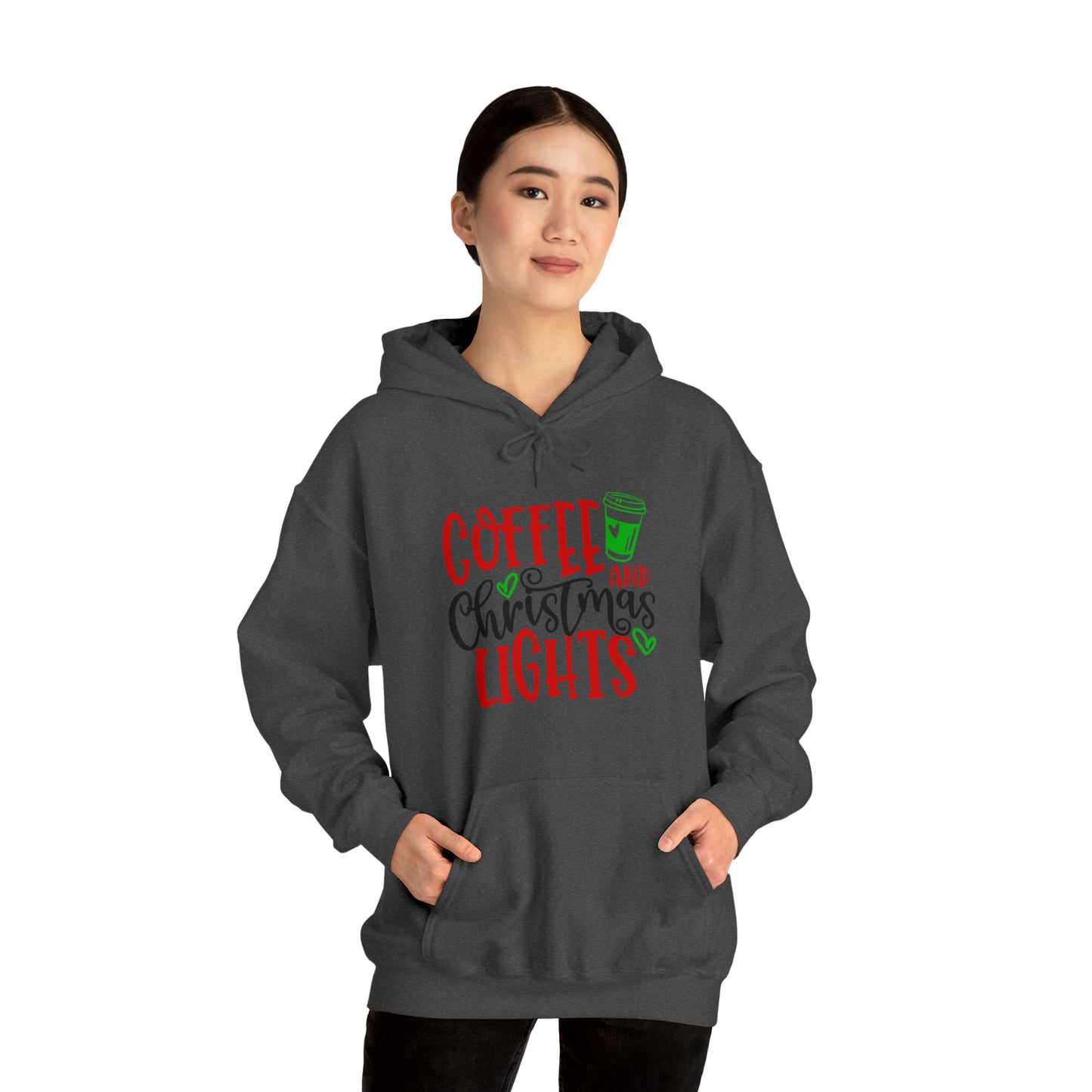 Christmas coffee lights- Unisex Heavy Blend™ Hooded Sweatshirt