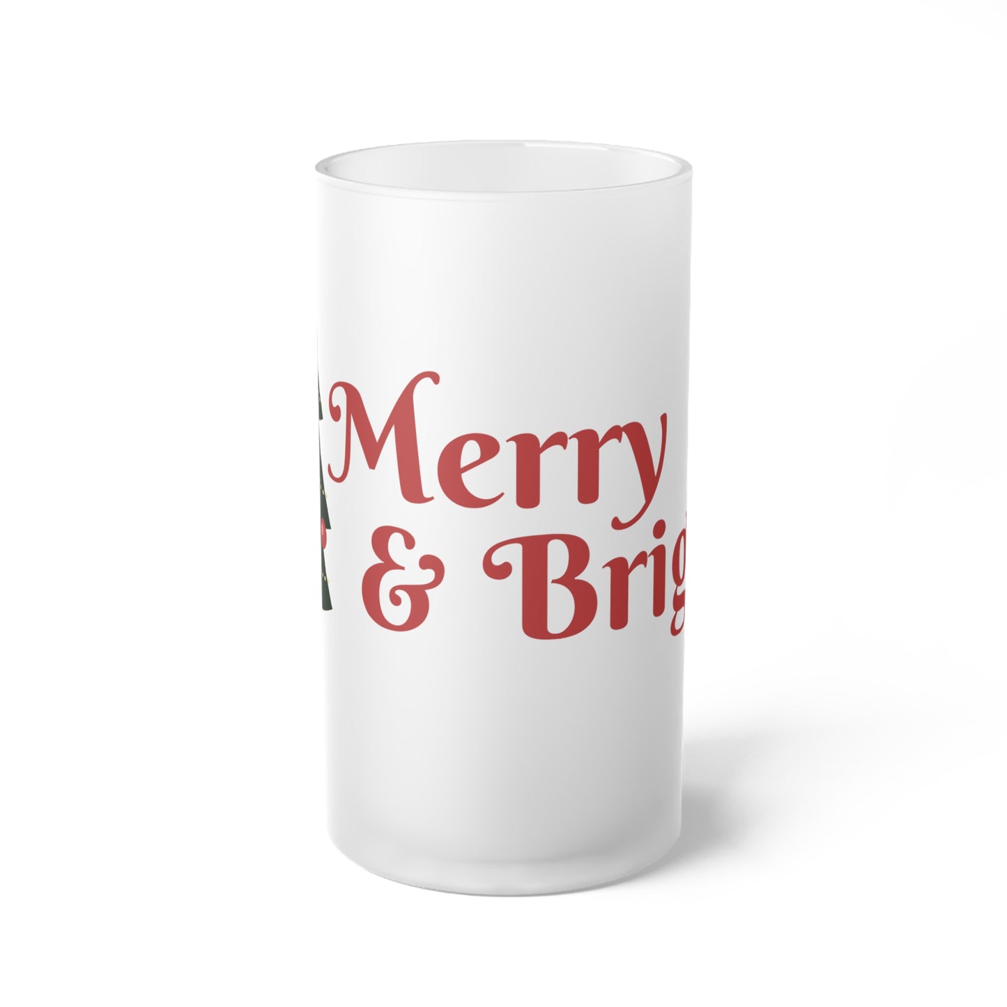 Merry and bright-Frosted Glass Beer Mug