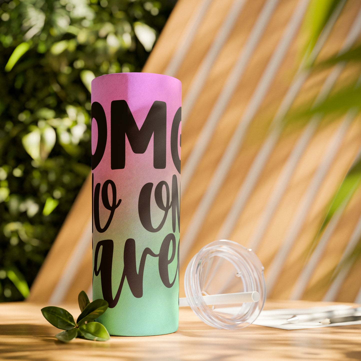 OMG No one cares-Skinny Tumbler with Straw, 20oz