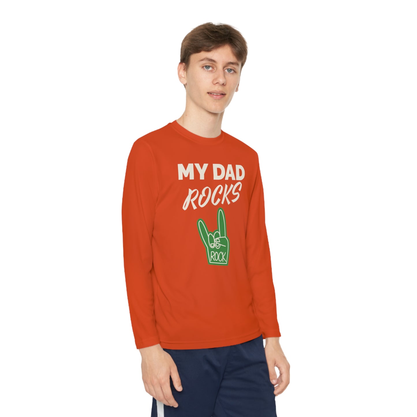 My dad rocks-Youth Long Sleeve Competitor Tee